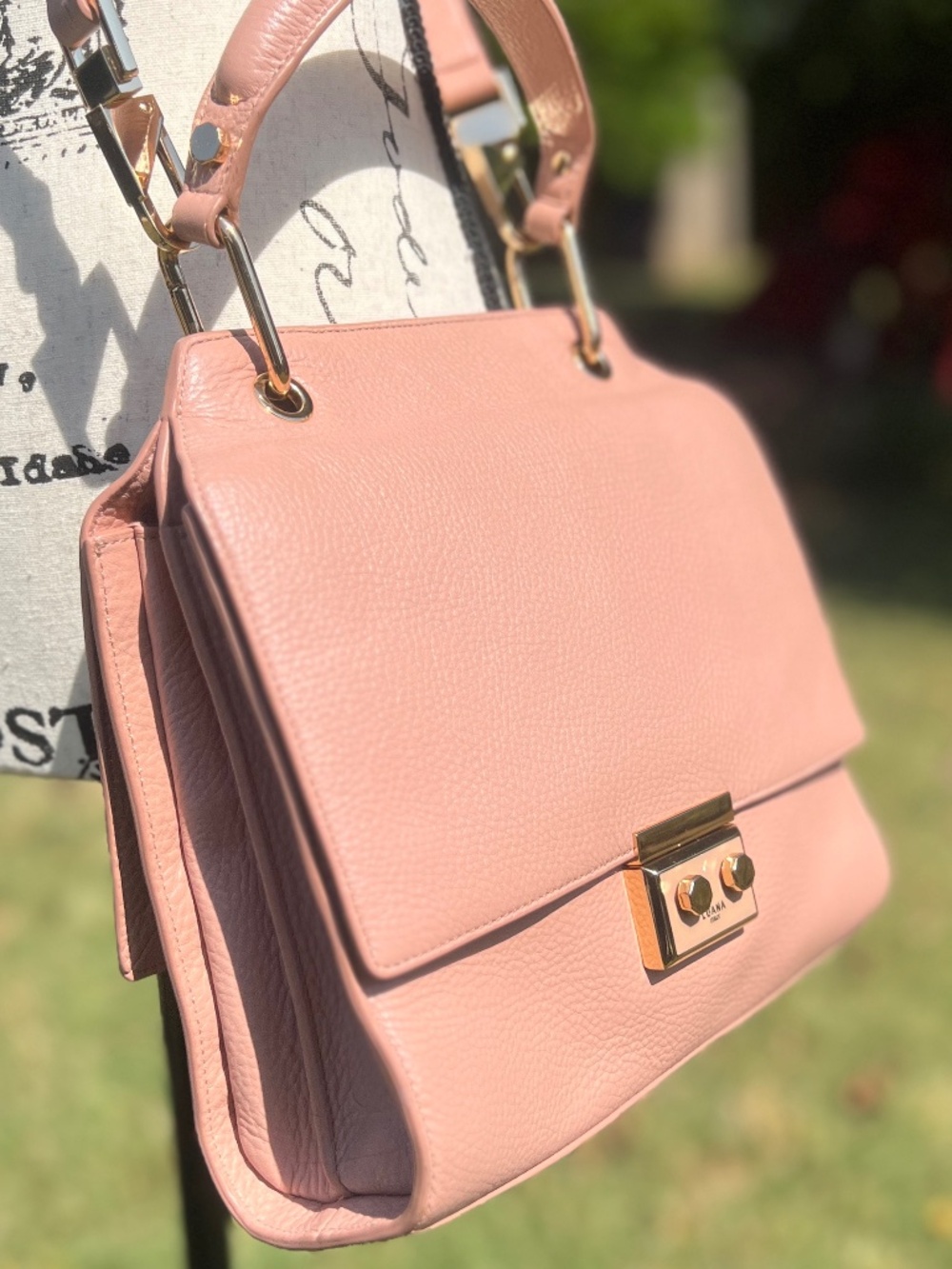 LUANA ITALY Ariana ~Blush Pink pebbled leather crossbody bag/gold hardware